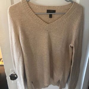 Camel J Crew Cashmere V Neck Sweater